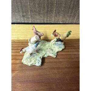 Lowell Davis "Split Decision" Figurine Rooster Chasing Hen